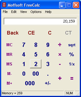 calculator image displaying options