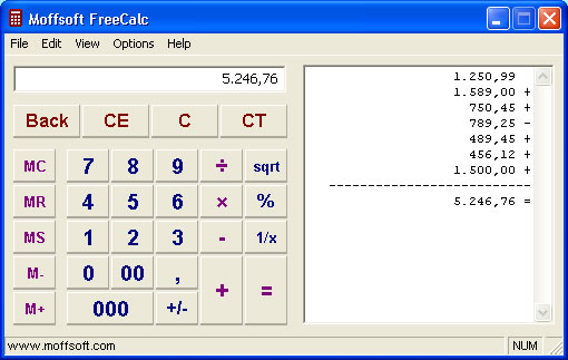 calculator image displaying regional settings