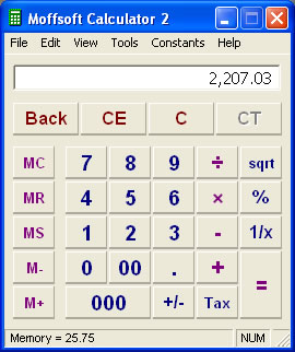 Our calculator software lets you turn the tape and toolbar off